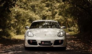 Preview wallpaper porsche cayman s, porsche, car, white, front view