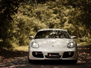 Preview wallpaper porsche cayman s, porsche, car, white, front view