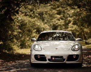 Preview wallpaper porsche cayman s, porsche, car, white, front view