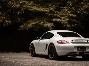 Preview wallpaper porsche cayman s, porsche, car, sportscar, white, side view