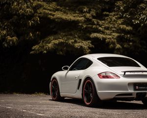 Preview wallpaper porsche cayman s, porsche, car, sportscar, white, side view