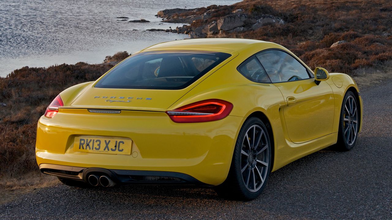 Wallpaper porsche, cayman s, yellow, rear view hd, picture, image