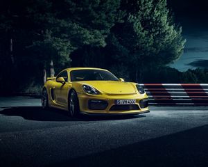 Preview wallpaper porsche cayman, sports car, yellow