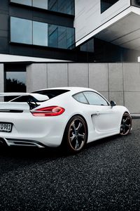 Preview wallpaper porsche, cayman, white, side view