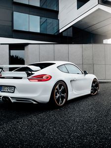 Preview wallpaper porsche, cayman, white, side view