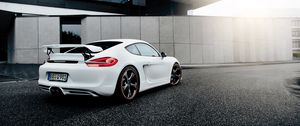 Preview wallpaper porsche, cayman, white, side view