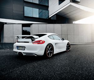 Preview wallpaper porsche, cayman, white, side view