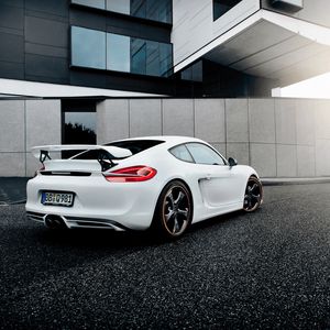 Preview wallpaper porsche, cayman, white, side view