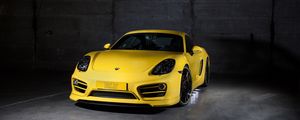 Preview wallpaper porsche, cayman, yellow, front view