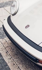 Preview wallpaper porsche, front bumper, lights, logo