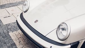 Preview wallpaper porsche, front bumper, lights, logo