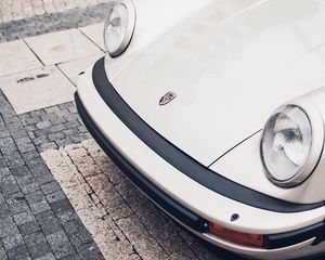 Preview wallpaper porsche, front bumper, lights, logo