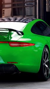 Preview wallpaper porsche, green, rear view