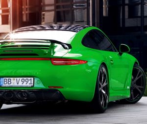 Preview wallpaper porsche, green, rear view