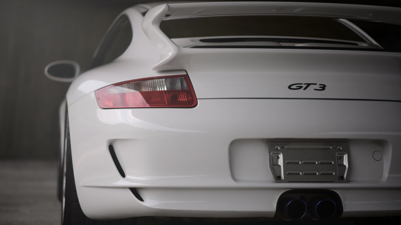 Wallpaper porsche gt3, porsche, car, white, rear view