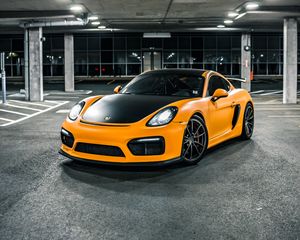 Preview wallpaper porsche gt4, porsche, car, side view, yellow