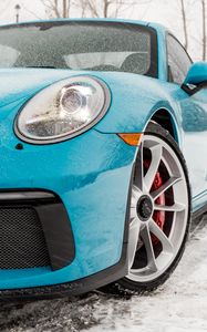 Preview wallpaper porsche, headlight, wheel, snow