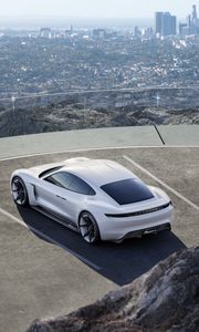 Preview wallpaper porsche, mission e, concept, white, top view