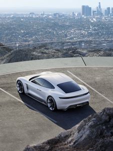 Preview wallpaper porsche, mission e, concept, white, top view