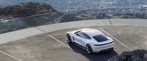 Preview wallpaper porsche, mission e, concept, white, top view