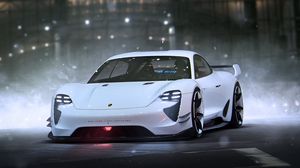 Preview wallpaper porsche, mission e, front view, sports car