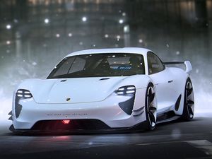 Preview wallpaper porsche, mission e, front view, sports car