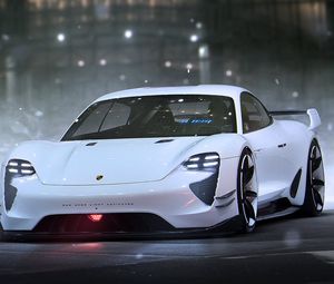 Preview wallpaper porsche, mission e, front view, sports car