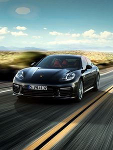 Preview wallpaper porsche, panamera, black, speed