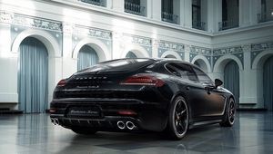 Preview wallpaper porsche, panamera, exclusive, rear view, turbo s