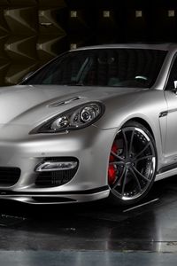 Preview wallpaper porsche, panamera, front view, silver