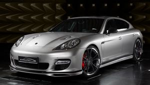 Preview wallpaper porsche, panamera, front view, silver