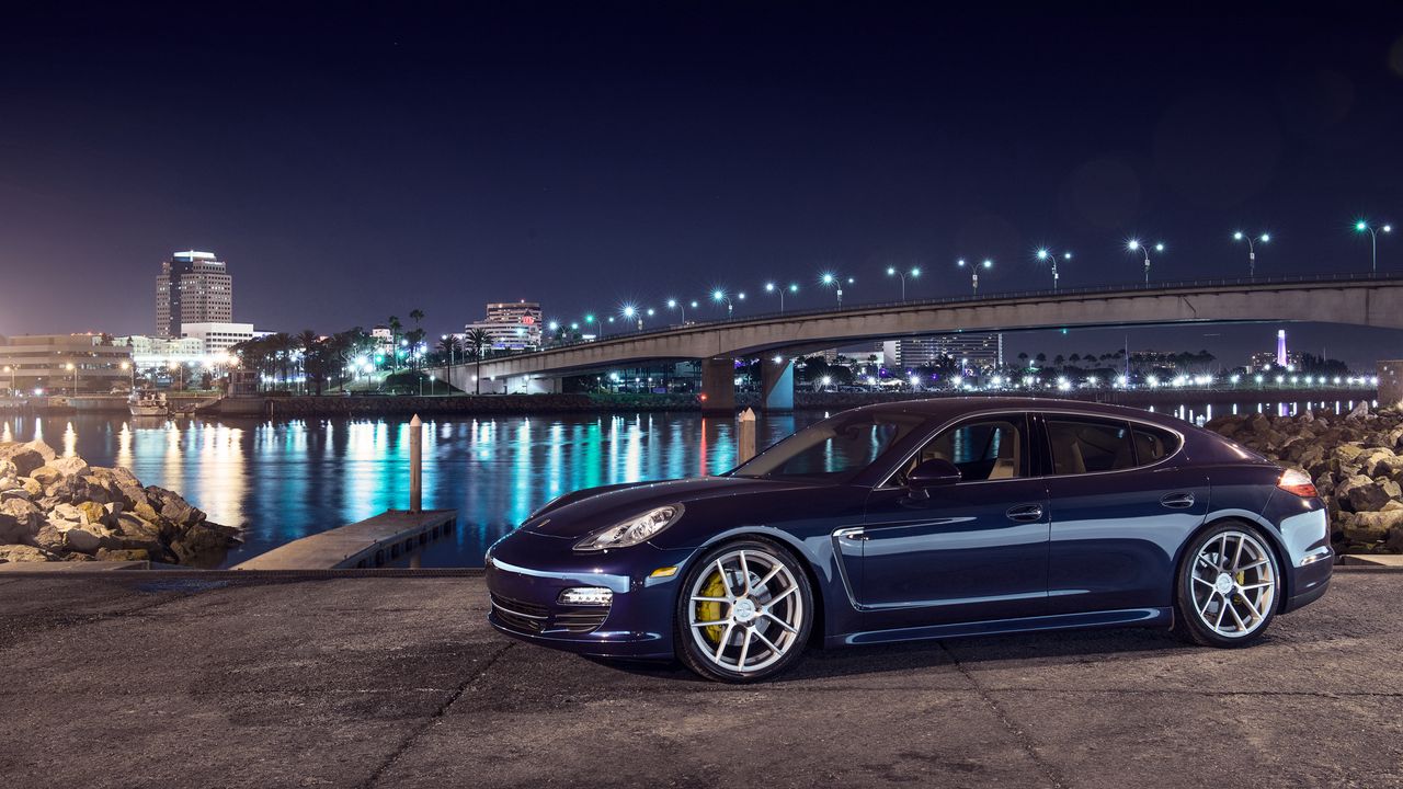 Wallpaper porsche, panamera s, city, night, side view