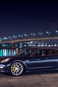 Preview wallpaper porsche, panamera s, city, night, side view