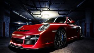 Preview wallpaper porsche, red, parking