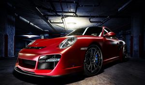 Preview wallpaper porsche, red, parking