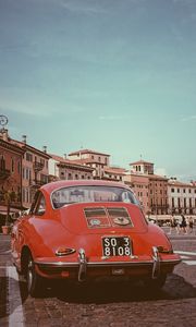 Preview wallpaper porsche, retro, car, red, italy, verona