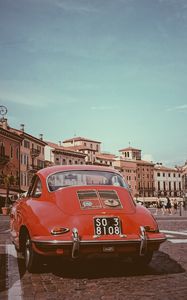 Preview wallpaper porsche, retro, car, red, italy, verona