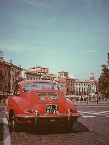 Preview wallpaper porsche, retro, car, red, italy, verona