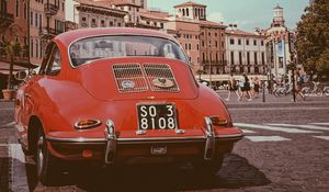 Preview wallpaper porsche, retro, car, red, italy, verona