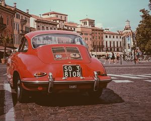 Preview wallpaper porsche, retro, car, red, italy, verona