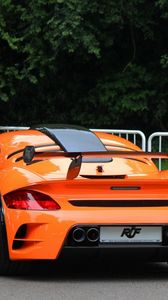 Preview wallpaper porsche, ruf, rear view, orange