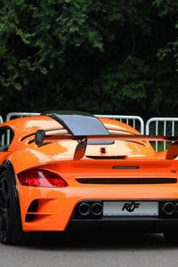 Preview wallpaper porsche, ruf, rear view, orange