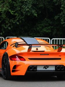 Preview wallpaper porsche, ruf, rear view, orange