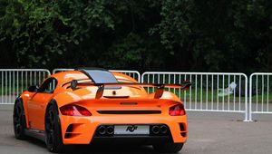 Preview wallpaper porsche, ruf, rear view, orange