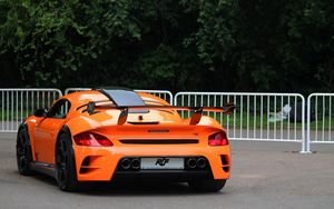 Preview wallpaper porsche, ruf, rear view, orange