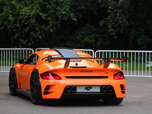 Preview wallpaper porsche, ruf, rear view, orange