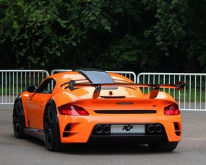 Preview wallpaper porsche, ruf, rear view, orange