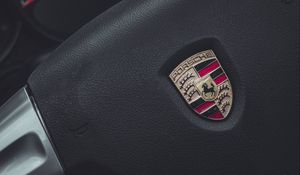 Preview wallpaper porsche, steering wheel, car, speedometer