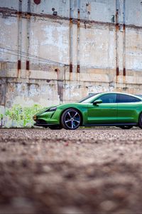 Preview wallpaper porsche taycan, porsche, car, green