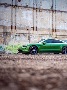 Preview wallpaper porsche taycan, porsche, car, green